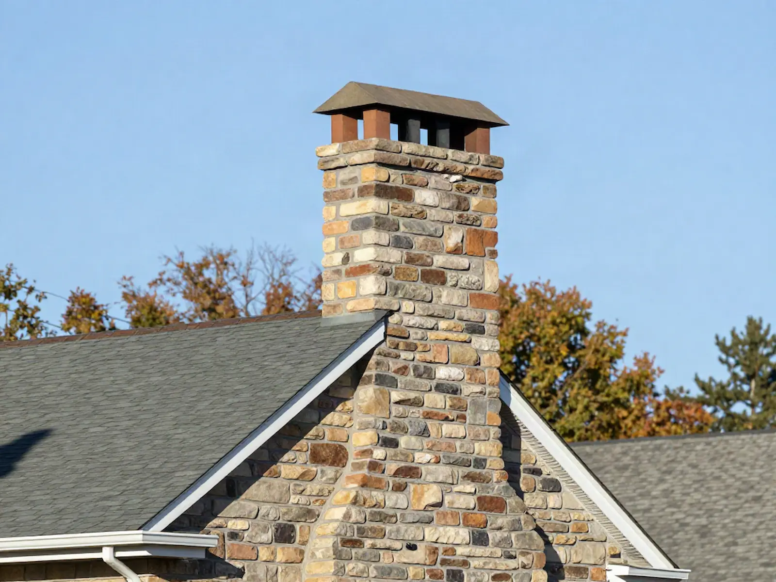 Brick chimney on a home served by 2 Brothers Chimney Service in Philadelphia, PA